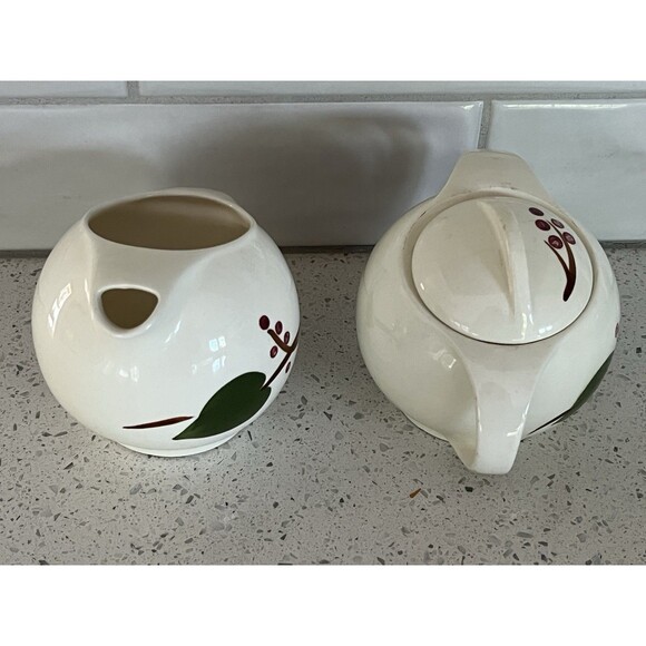 Blue Ridge Southern Potteries Stanhome Ivy And Berries Creamer And Sugar 1950's - Picture 3 of 8
